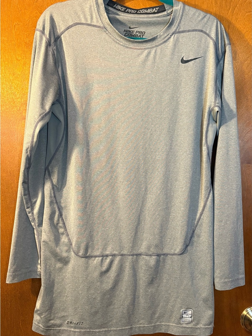 Nike Pro Combat Men’s Long-Sleeve Dri-FIT Training Shirt - Light Gray